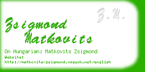 zsigmond matkovits business card